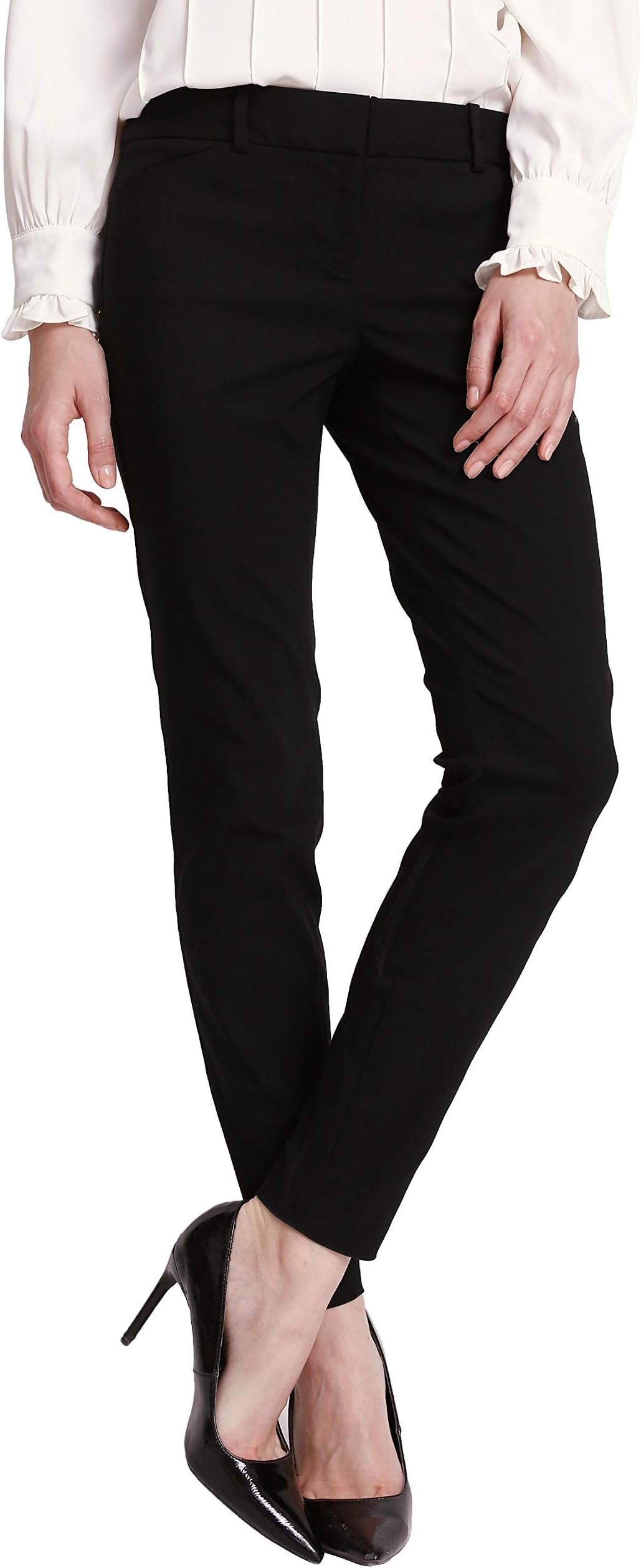 Women's Work Ankle Dress Pants Trousers Slacks All Day Comfort (Long-Black, 10)