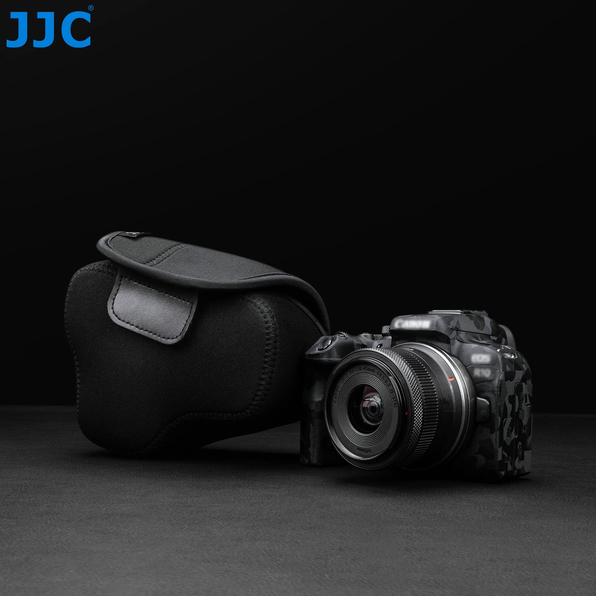 JJC Neoprenowe Etui Na Aparat Canon EOS R7 i R10 z RF-S 18-45 mm f/4,5-6,3 Obiektywem STM, Pasuje Do Kompaktowych Aparatów o Rozmiarze 130x75x100 mm (5,1 x 2,9 x 3,9), Czarne