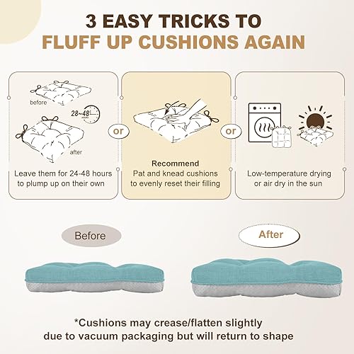 Miniatura 7 de downluxe Cojines para sillas de interior para sillas de comedor, almohadillas de espuma viscoelástica texturizadas para sillas de cocina con lazos y