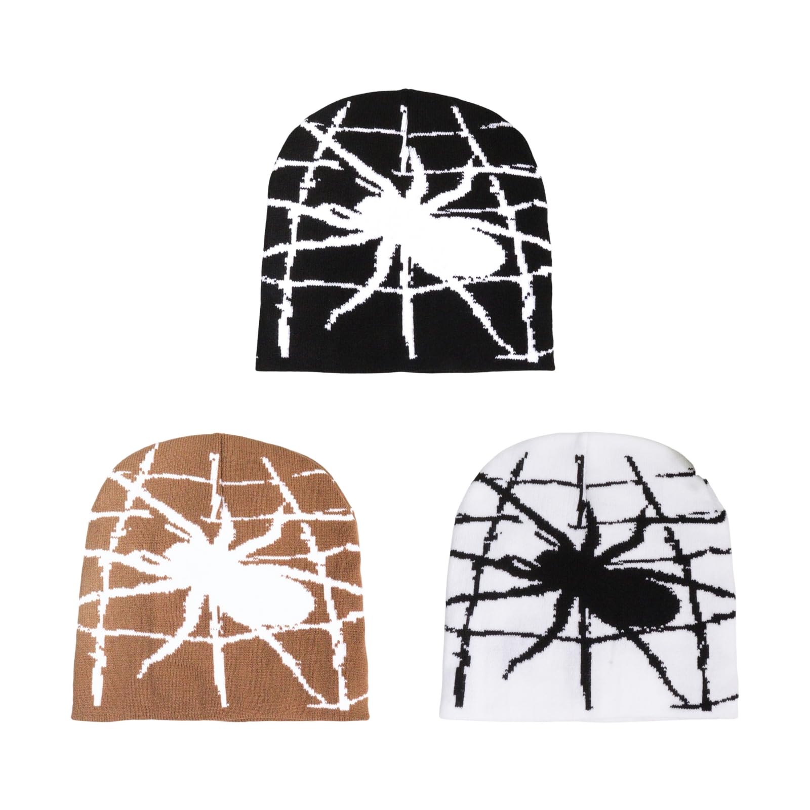 2THESTARS Y2K Beanie Hat for Men & Women Trendy Soft Stretchable Winter Cap, Spider Web Design Cold Knit Weather Accessory