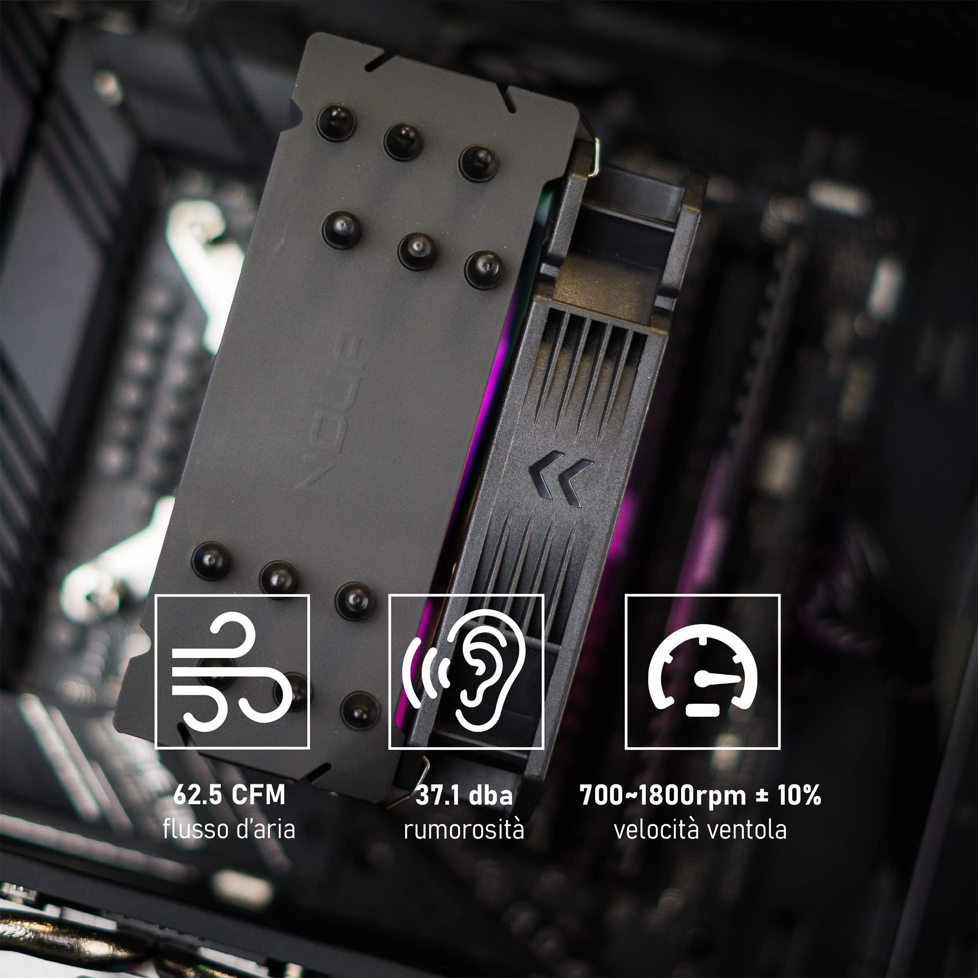 Noua Arcade ARGB Dissipatore di Raffreddamento per CPU TDP 180W 6 Tubi di Calore a Contatto Diretto e Ventola PWM Addressable 5V ADD RGB da 120 mm Compatibile LGA 1200 115x 1366 AM4 AM3 AM2