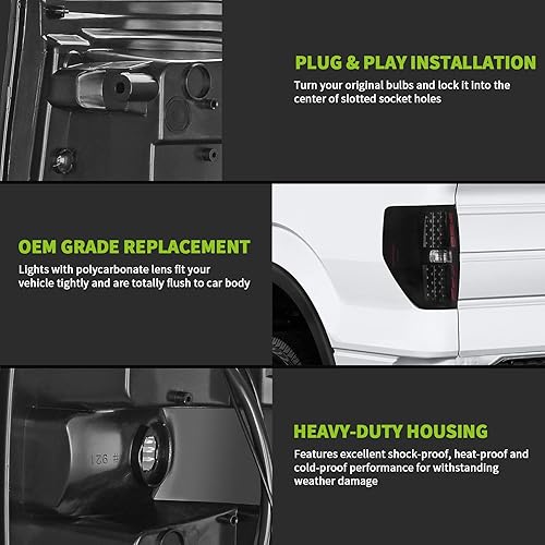 Miniatura 10 de AUTOSAVER88 Luces traseras LED compatibles con Ford F150 F-150 2009-2014 (no compatible con Flareside), sustituye la luz trasera, la lámpara de