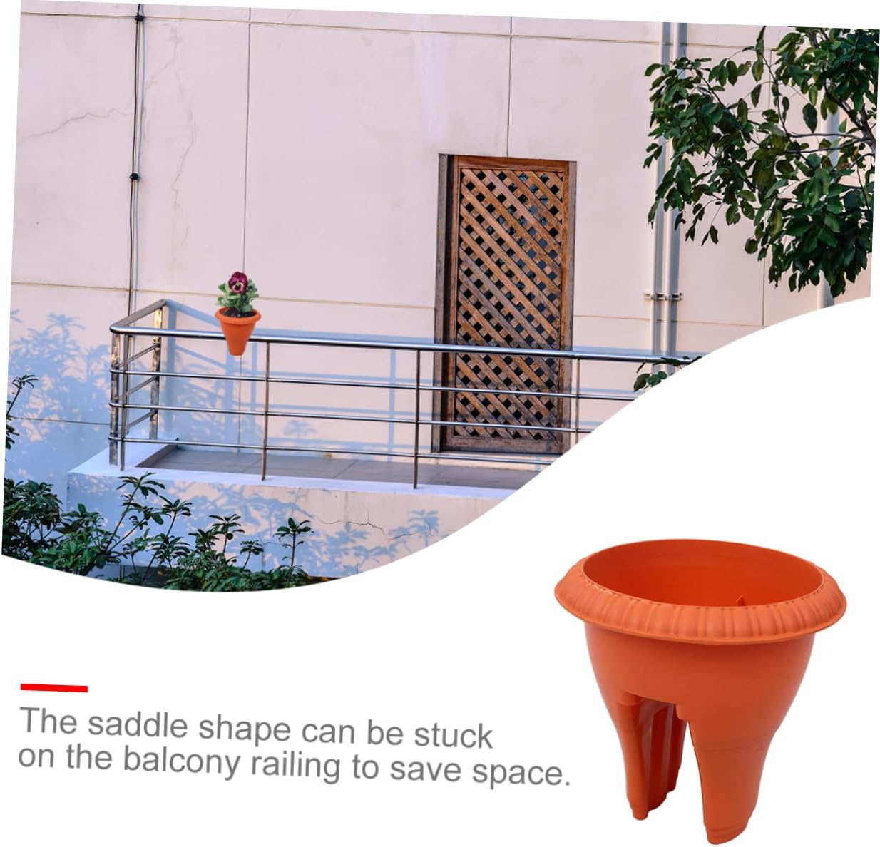 SUPVOX Dual Deck Rail Planter Heavy Duty Flower Pot Drainage for Balcony Railing Thickened Design Saddle Shape Space-Saving Material