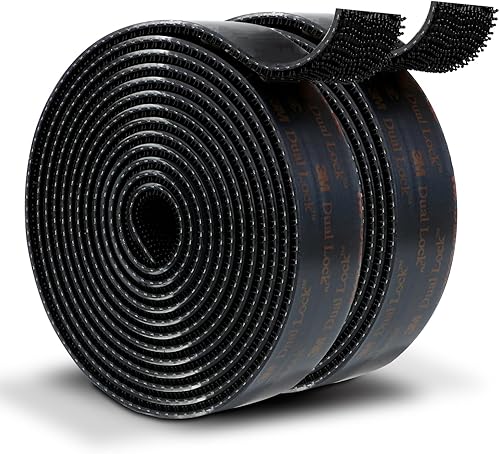 3M Dual Lock SJ3550A 1 pulgada × 8 pies, color negro, paquete de 2 cintas de montaje de cierre con cierre de gancho adhesivo fuerte en forma de