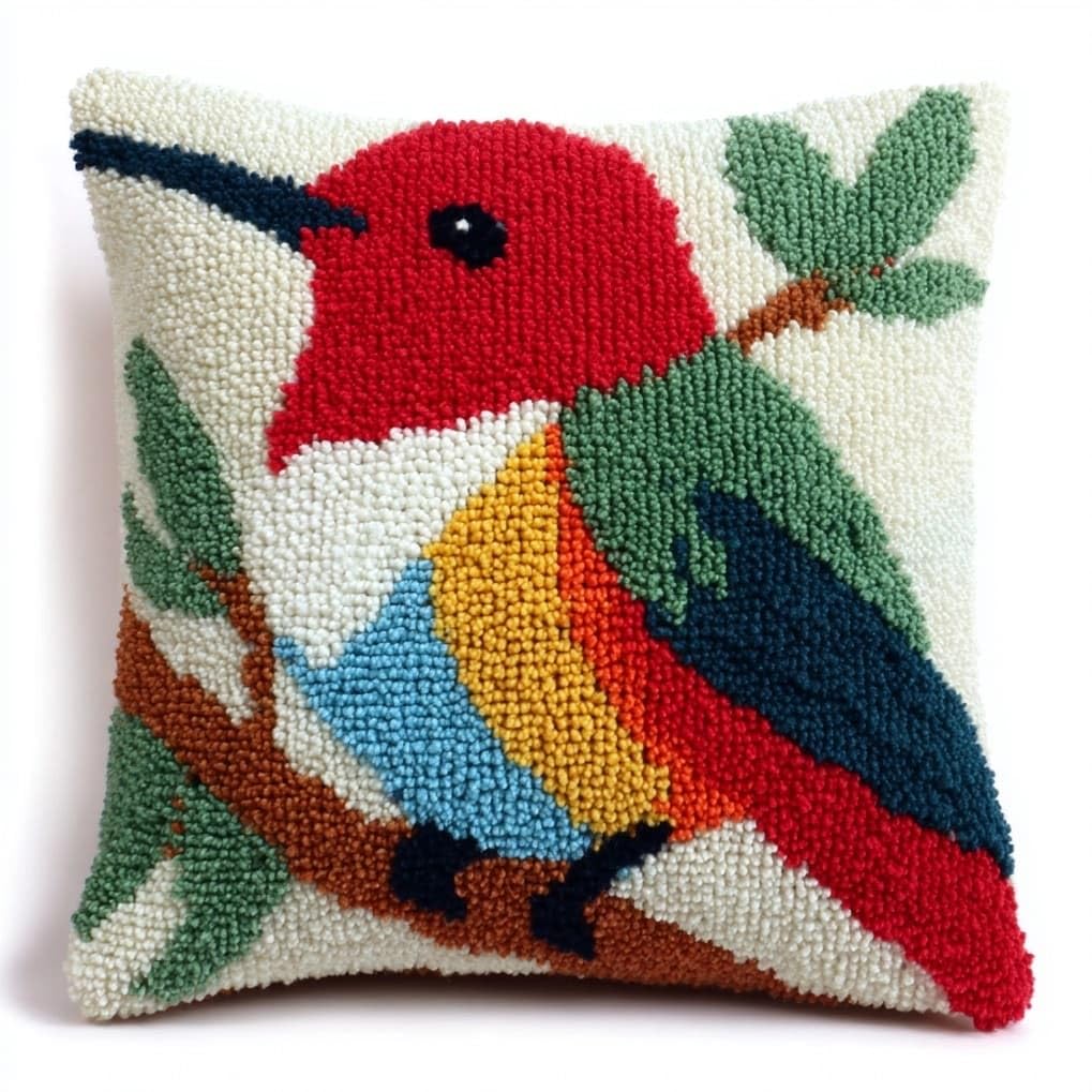 AxiangziK Latch Hook Pillow Kit,Cute Hummingbird