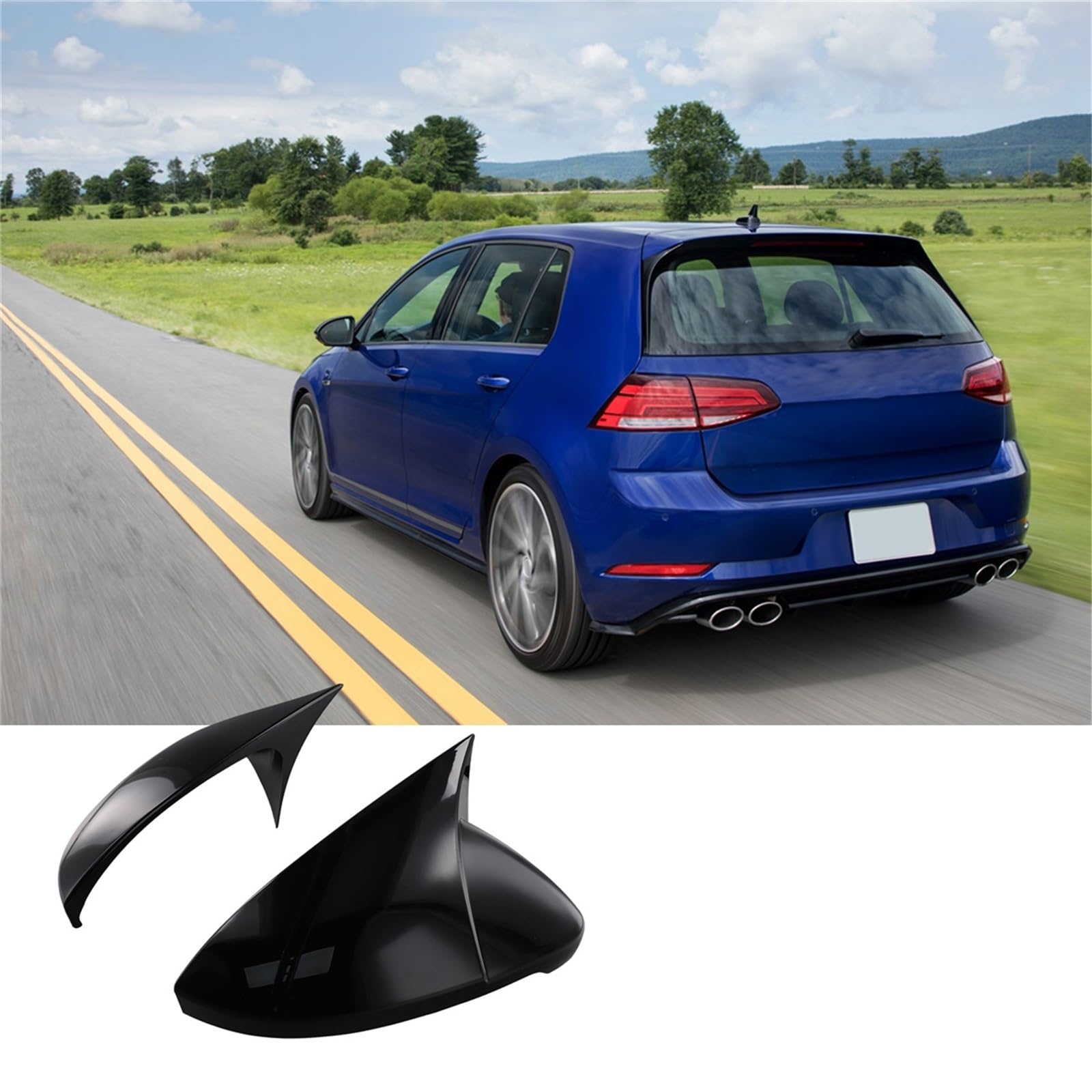 Rückspiegel Abdeckung Für Vw Für Golf 7 7.5 Für GTI Für GTD | Für GTE R Für Touran 2013–2020, Schwarze Seitenspiegelabdeckungen