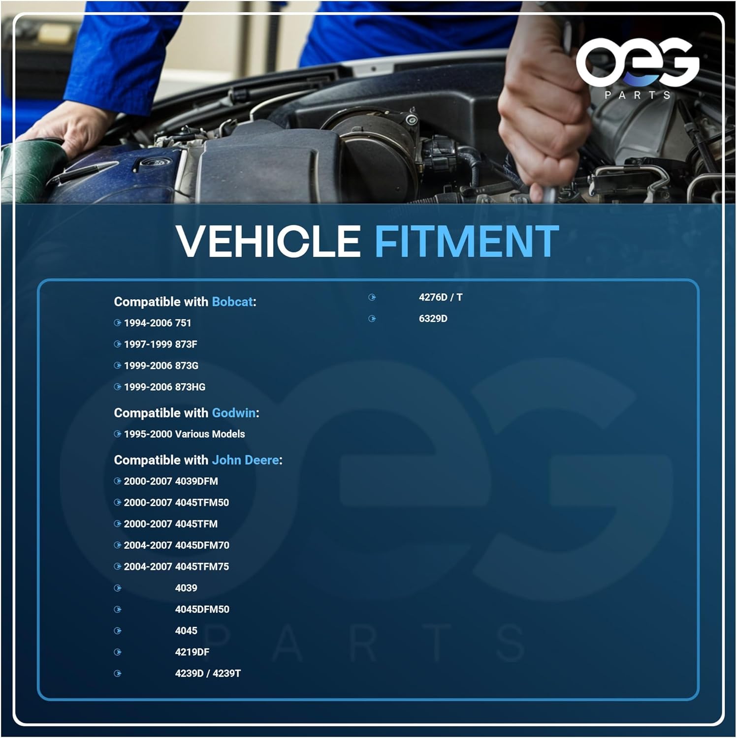 OEG Parts New Starter Compatible with Caterpillar Compatible with John Deere Lift Truck & Marine 12V 10 Tooth 1280008294 4280002160 RE40092 RE540302 RE54090 RE59595 SE501426 SND0479 41052314
