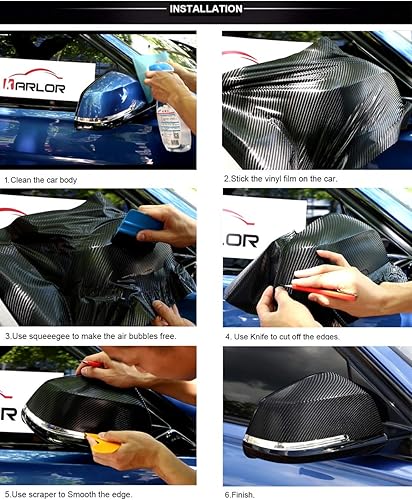 Vista 6 de LZLRUN Envoltura de vinilo de fibra de carbono 5D - Calificada para uso al aire libre y en automóviles - 1 pie x 5 pies Incluye espátula y aplicador