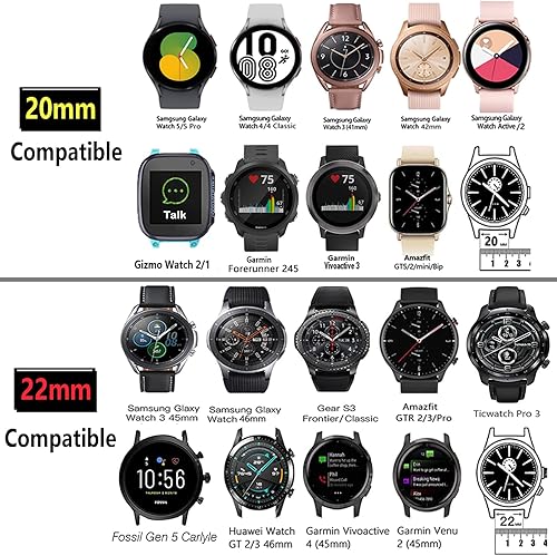 Miniatura 3 de Correas resistentes de 0.787 in y 0.866 in para Samsung Galaxy Watch 654 Band 1.575 in 1.732 in6 Classic 1.850 in 1.693 in4 Classic 1.811 in 1.654