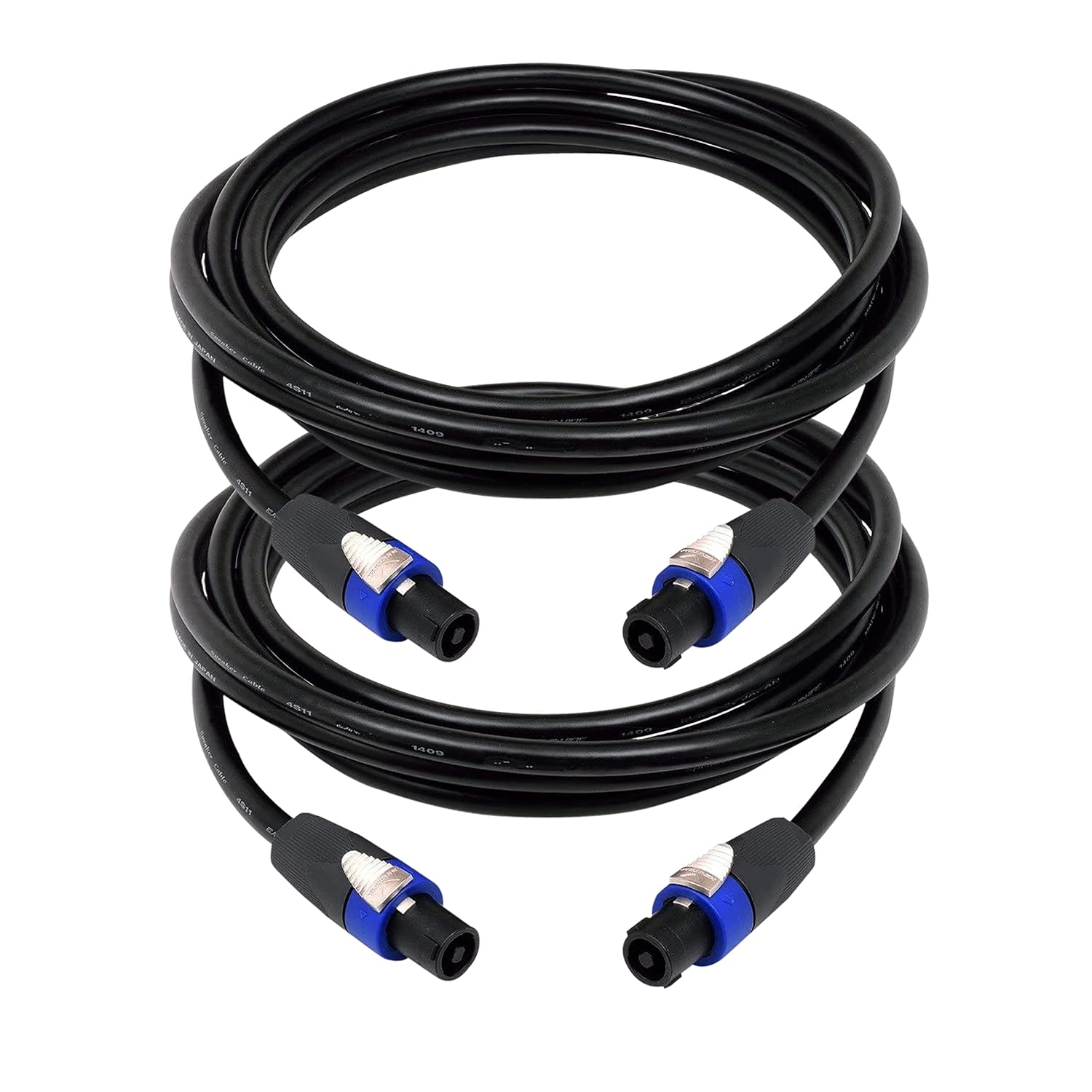 BRENDAZ {2 Pack) SpeakOn to SpeakOn 12AWG (OFC) Pro Speaker Cable, Audio DJ Cord Speakon Cables with Twist Lock (25-Feet)