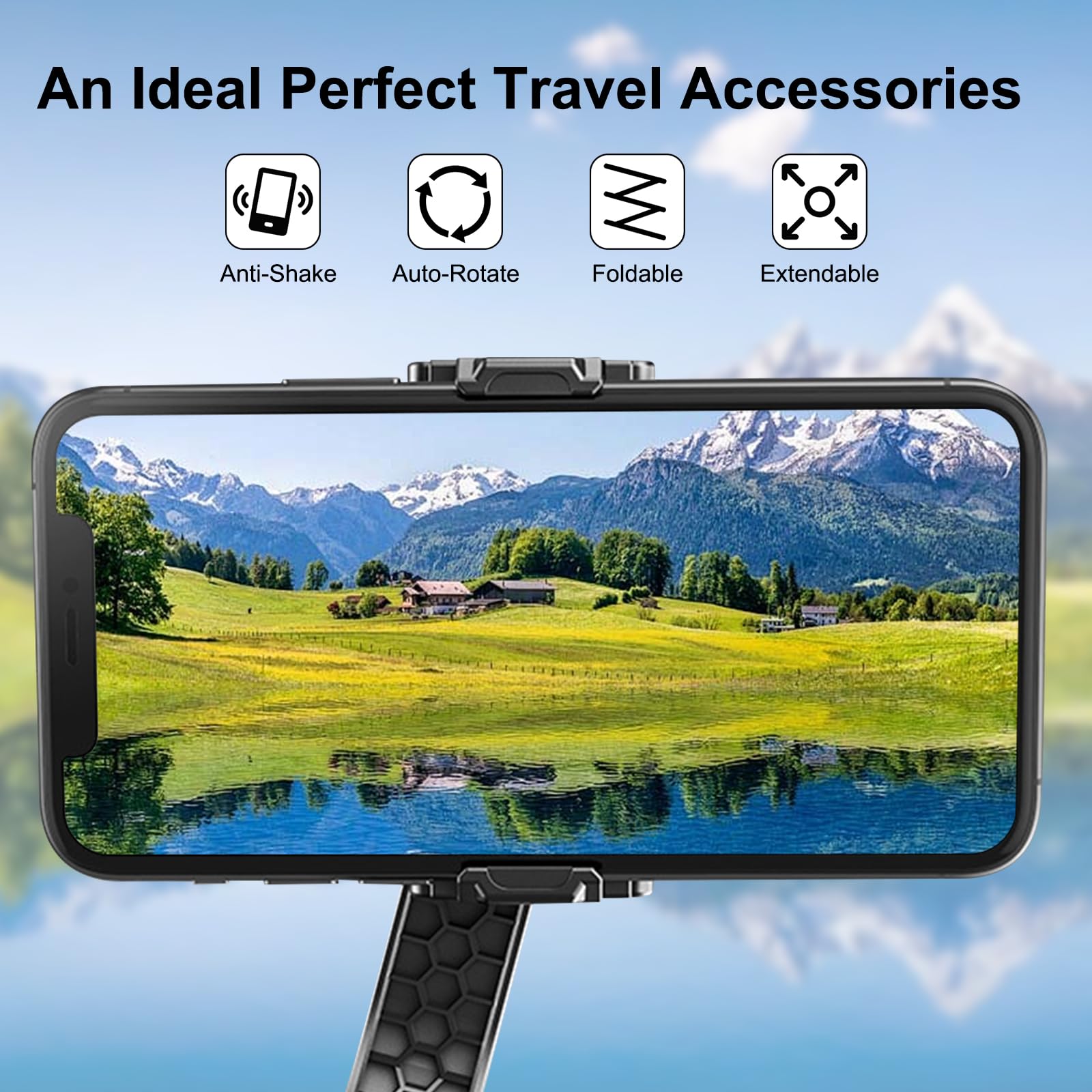 Stabilizzatore Selfie con Telecomando Bluetooth, Stabilizzatore Smartphone Leggero Pieghevole Gimbal a 1 Asse Piccolo per Vlogging, Video Live YouTube, Compatibile con iPhone/Android