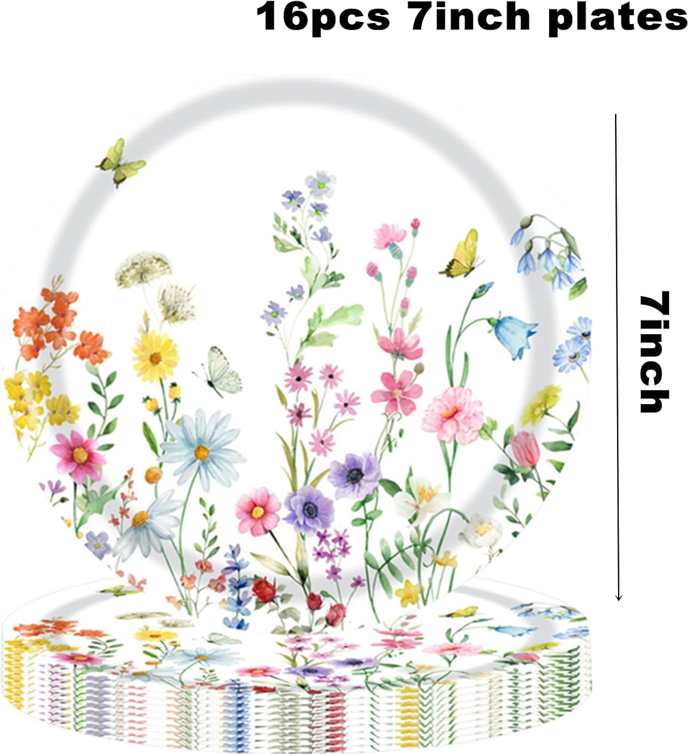 118 Pcs Wildflower Party Supplies, Incluede Flower Tablecloth Happy Birthday Banner Disposable Plates Napkins Tableware Set for Spring Summer Birthday Decorations, Serve 16 Guests - Image 4
