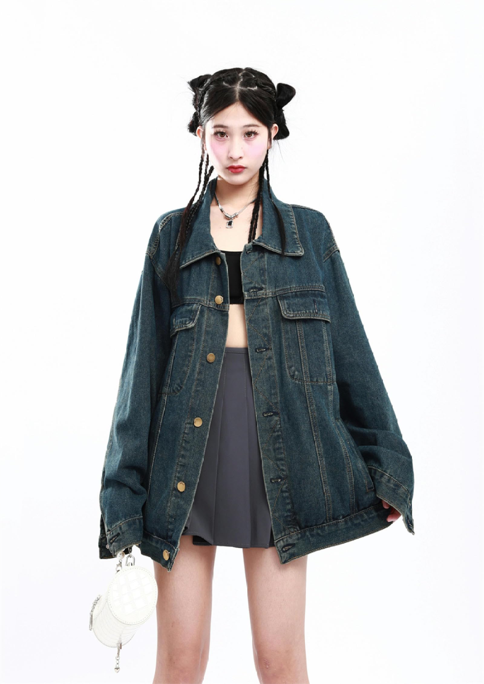 Chaquetas vaqueras retro americanas gran tamaño mujer moda coreana Y2K