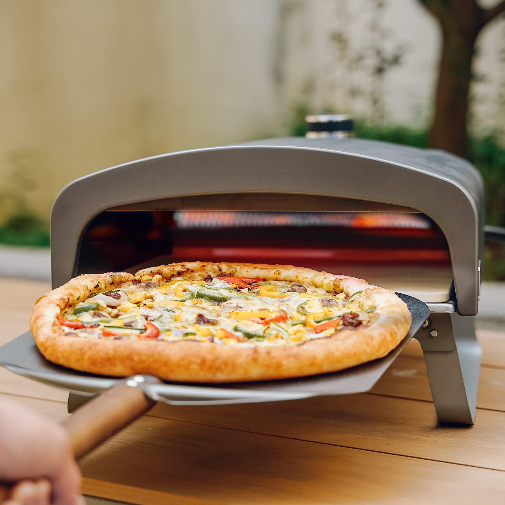 Q Pizza - Forno per pizza a gas con regolatore e pietra per pizza da 33 cm, 50 mbar, 500 °C