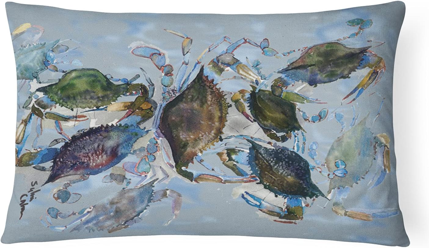 Caroline's Treasures 8016PW1216 Crab Canvas Fabric Decorative Pillow Machine Washable, Indoor Outdoor Decorative Pillow for Couch, Bed or Patio, 12HX16W