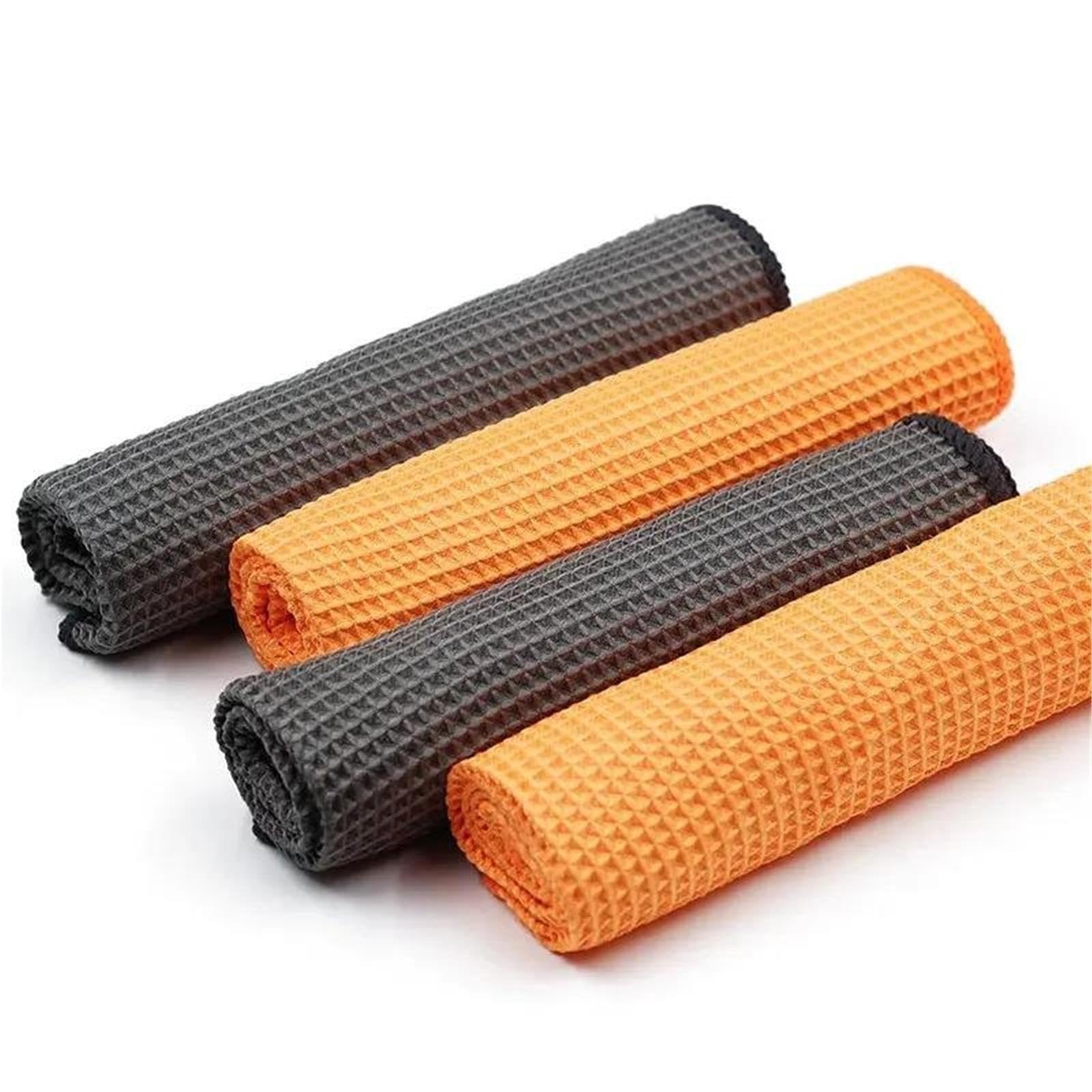 Glaspoliertuch 1 Paar Waffel-Auto-Detailing-Handtücher 40 x cm | Reinigungstuch Car Rag Wash Fast Dry Home Maintenance Zubehör(Grey 2pcs)