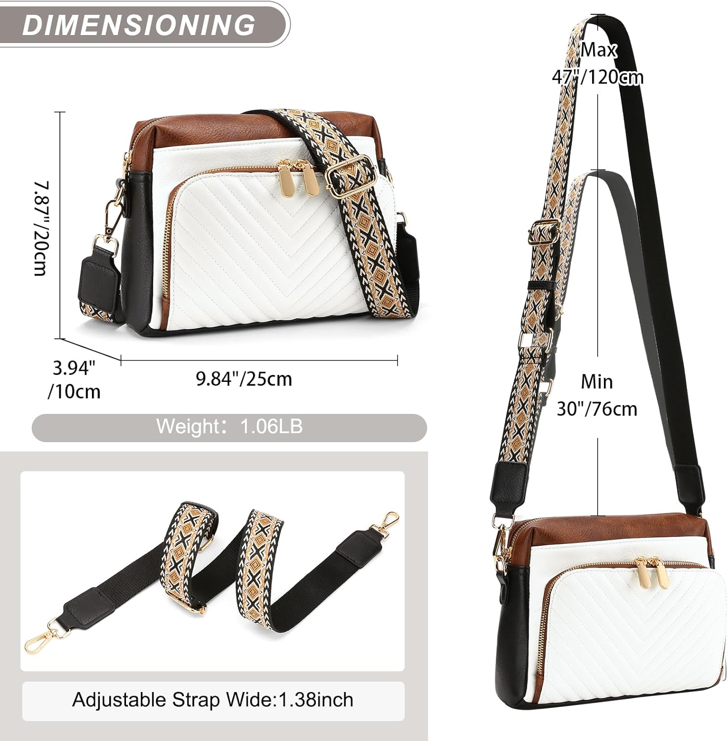 GAEKEAO Quilted Crossbody Bags for Women Vegan Leather Purses with Wide Strap,Women's Mudium Travel Purse Built in Wallet - Image 5