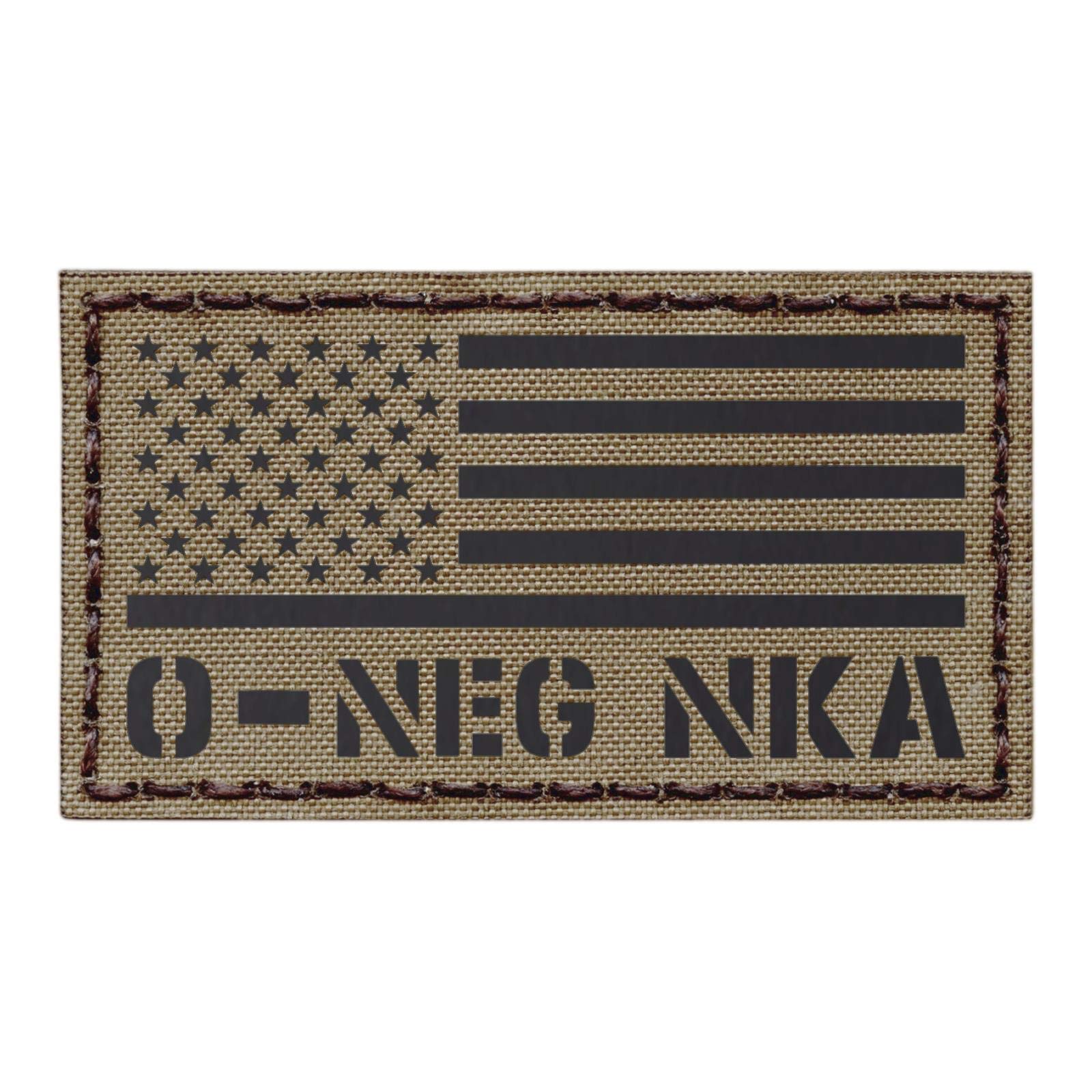 ONEG Blood Type NKA America Flag Patch (IR,Lasercut,Coyote,O-)