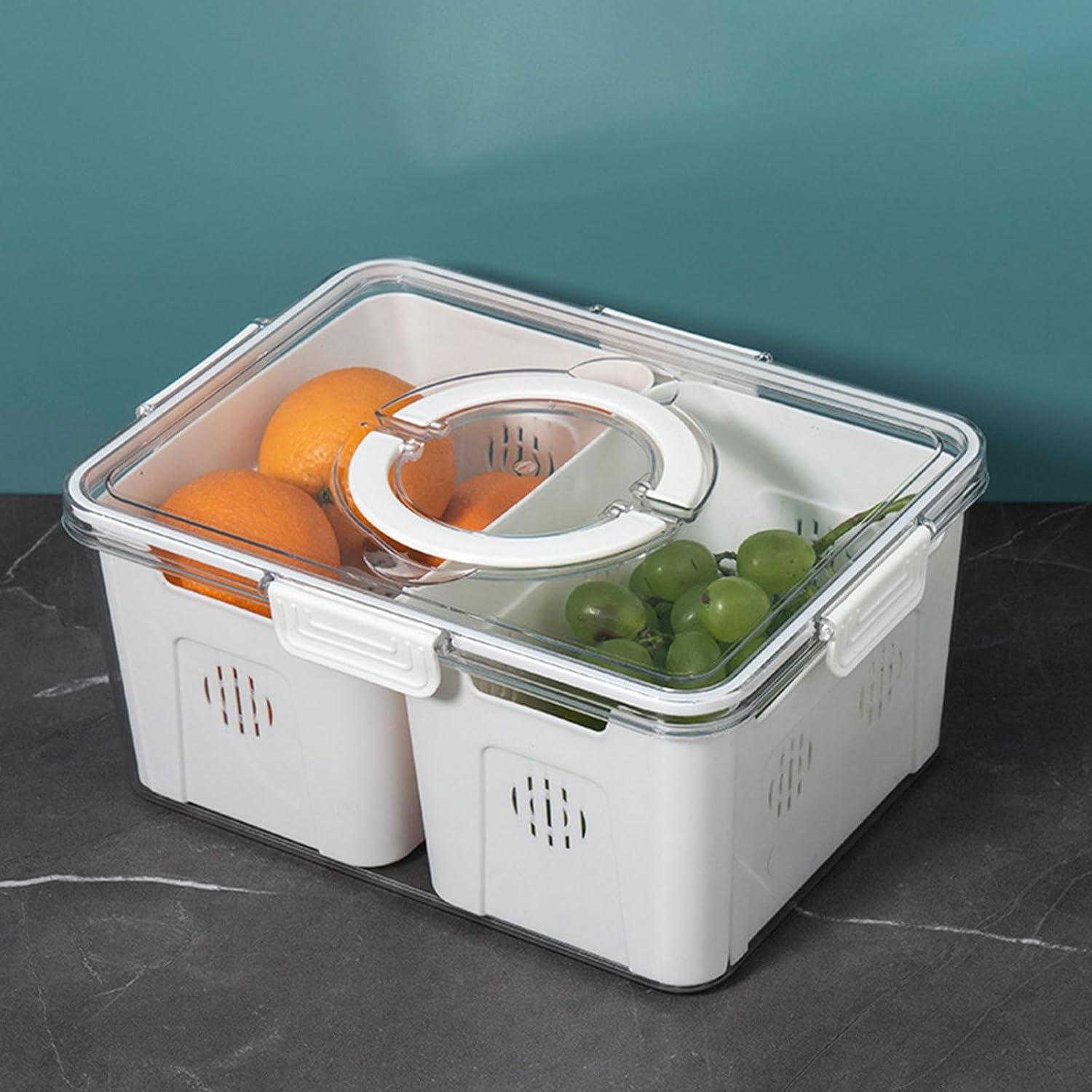 Divided Food Storage Container Featuring Adjustable Compartments and Seal for Extended Freshing Preservation Clear Storage Box