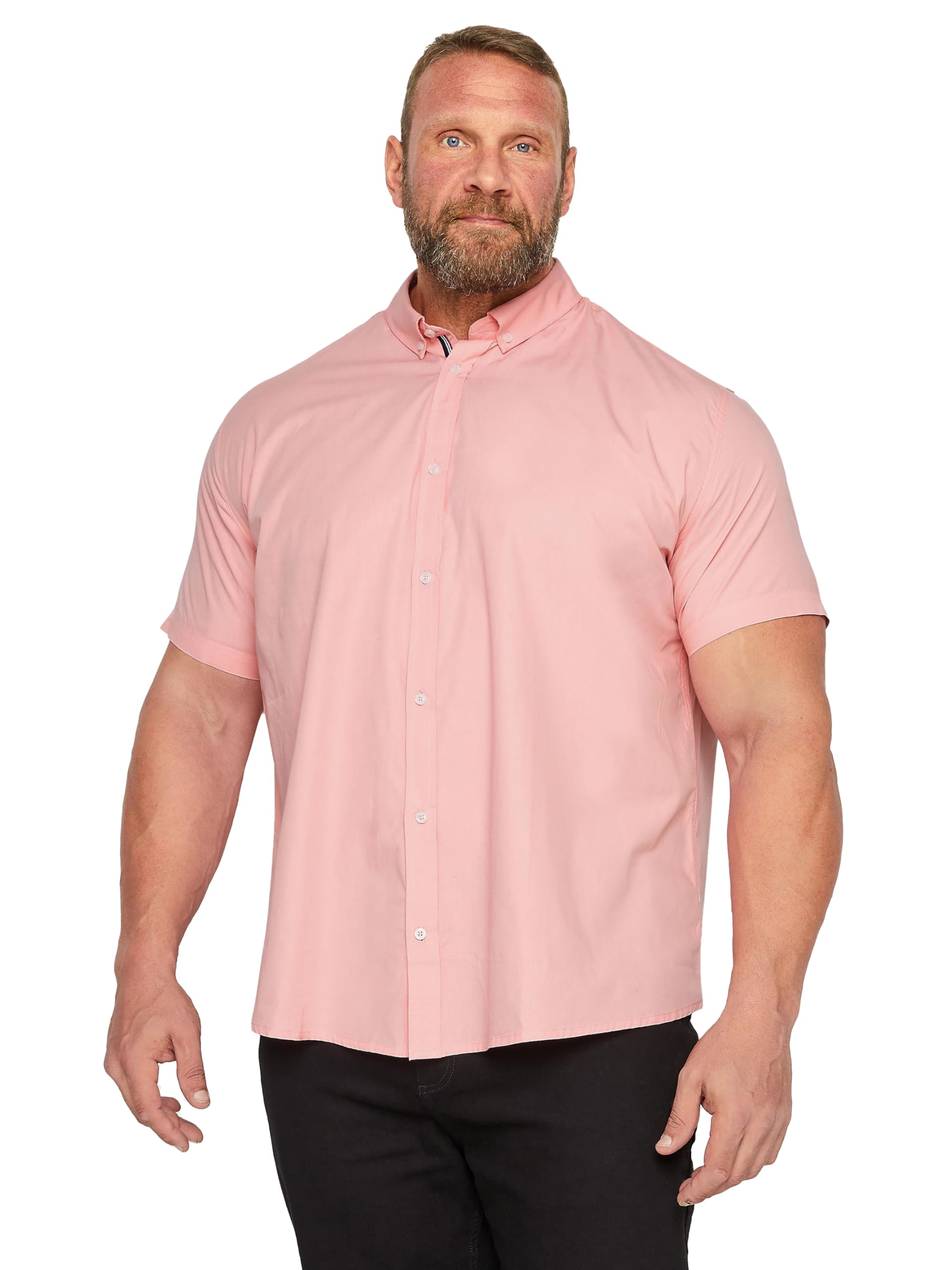 Badrhino Men's Pink Big & Tall Poplin Shirt - Plus Curve Xxl Plus