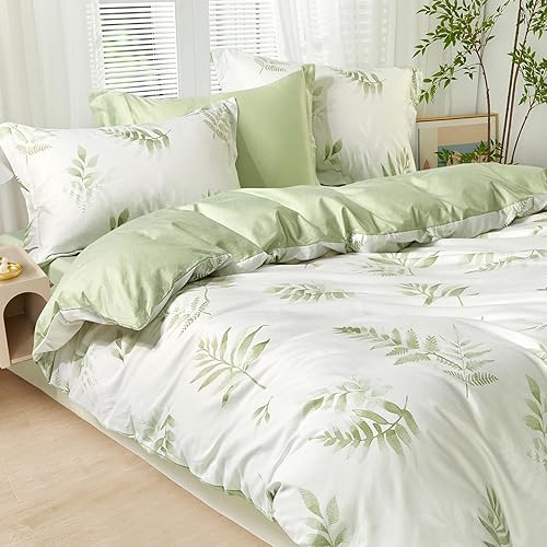 Miniatura 76 de SAPHREAS Juego de funda de edredón de hojas botánicas, tamaño King, 3 piezas, hojas amarillas, juego de funda de edredón 100% algodón suave, 1 funda