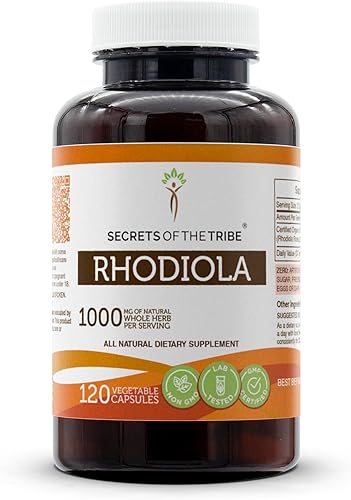 Secrets of the Tribe Rhodiola 120 cápsulas, 1000 mg, Rhodiola (Rhodiola Rosa) raíz seca (120 cápsulas)