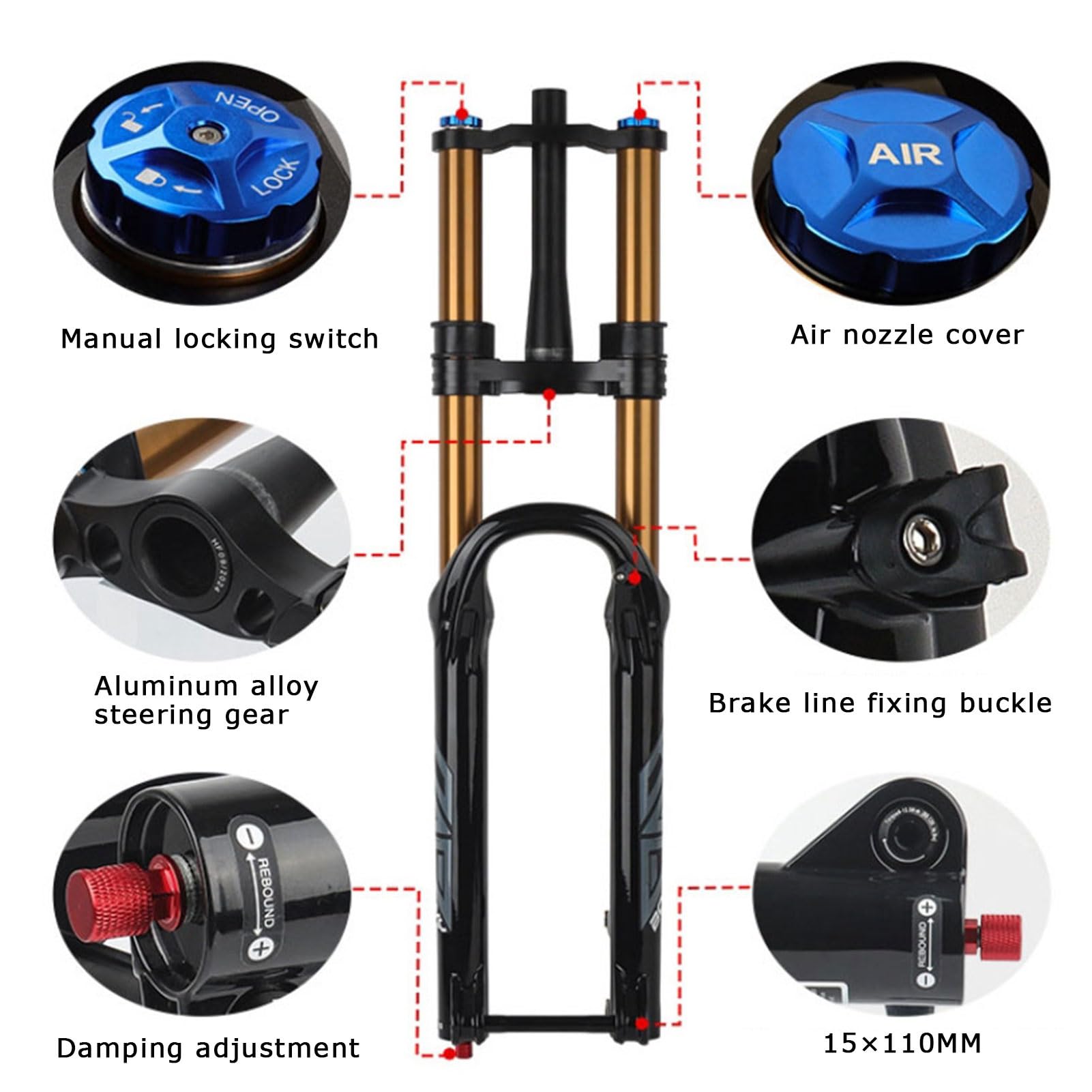 Amazon.co.jp: ZECHAO 180mmトラベルマウンテンバイクサスペンション 