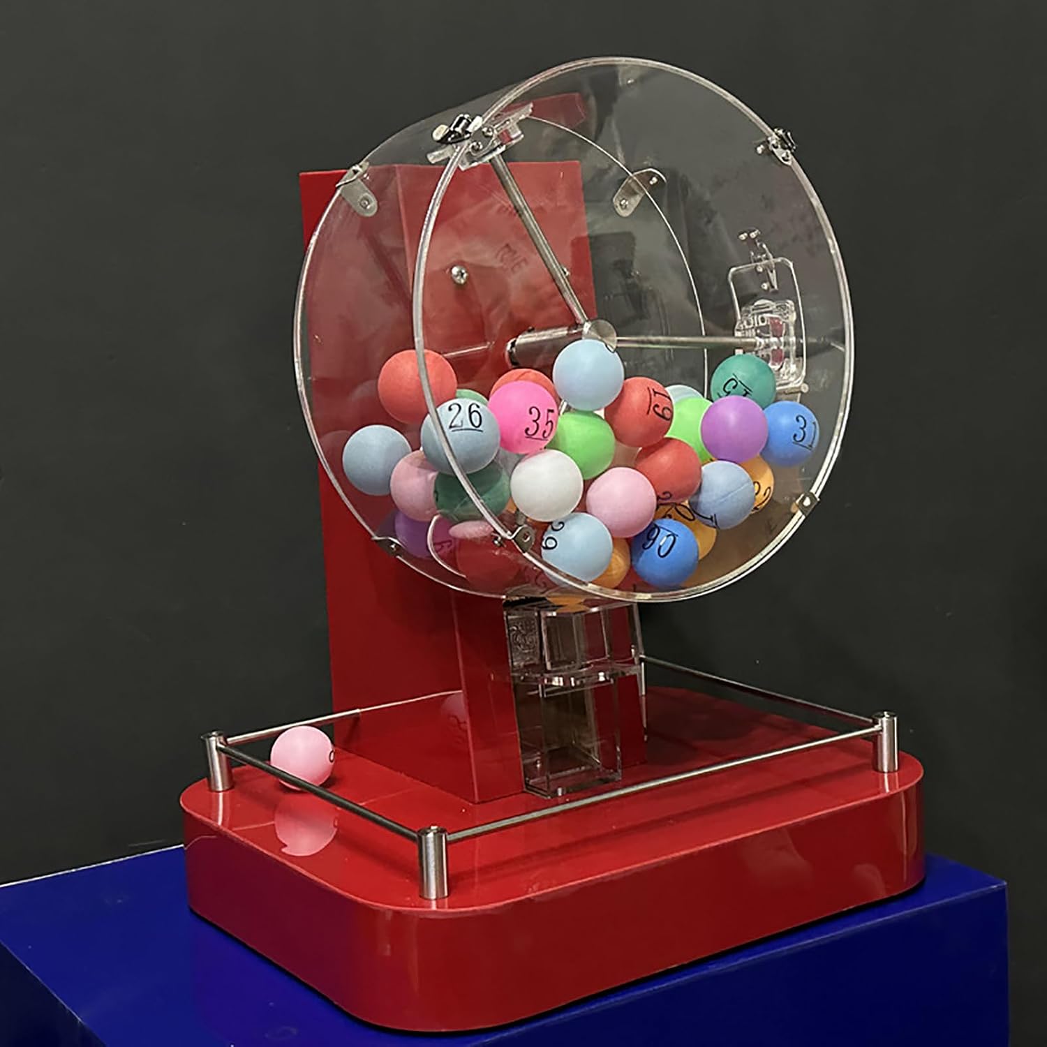 Electric Bingo Machine, Automatic Lottery Ball Machine, 50-Ball Lucky Drawing Equipment, Fair Random Selection Tool for Shopping Malls, Parties, Events Red
