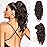FLUFYMOOZ Wavy Curly Claw Clip Ponytail - Natural Synthetic Hairpiece, 18 Inch (Dark Chocolate Brown)