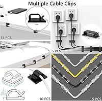 Vista 4 de ELII Kit de organización de cables de 327 piezas, 4 fundas para cables, 65 clips para cables con 13 soportes para cables, 25 rollos de correas Negro