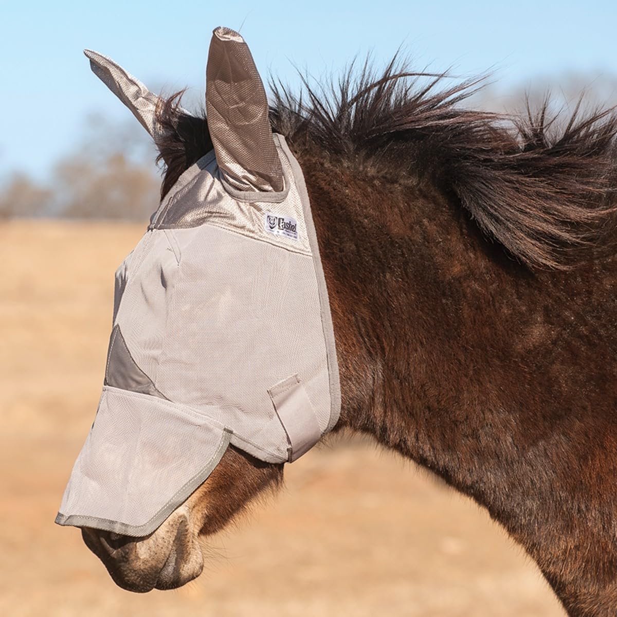 Crusader Mule Fly Mask with Long Nose and Ears - Color:Grey Size:Arab