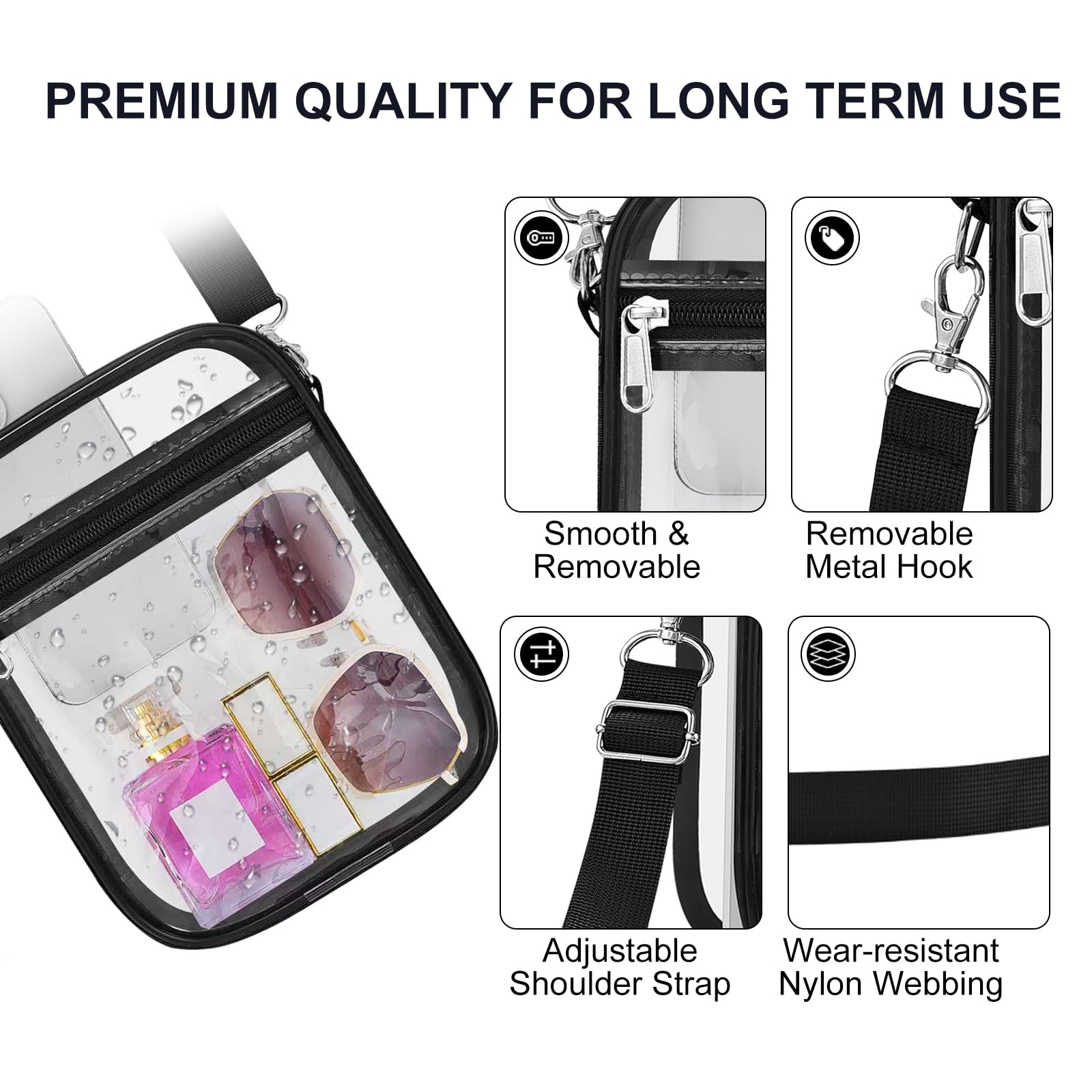 Transparente Tasche für Stadionveranstaltungen, kleine Damengeldbörse