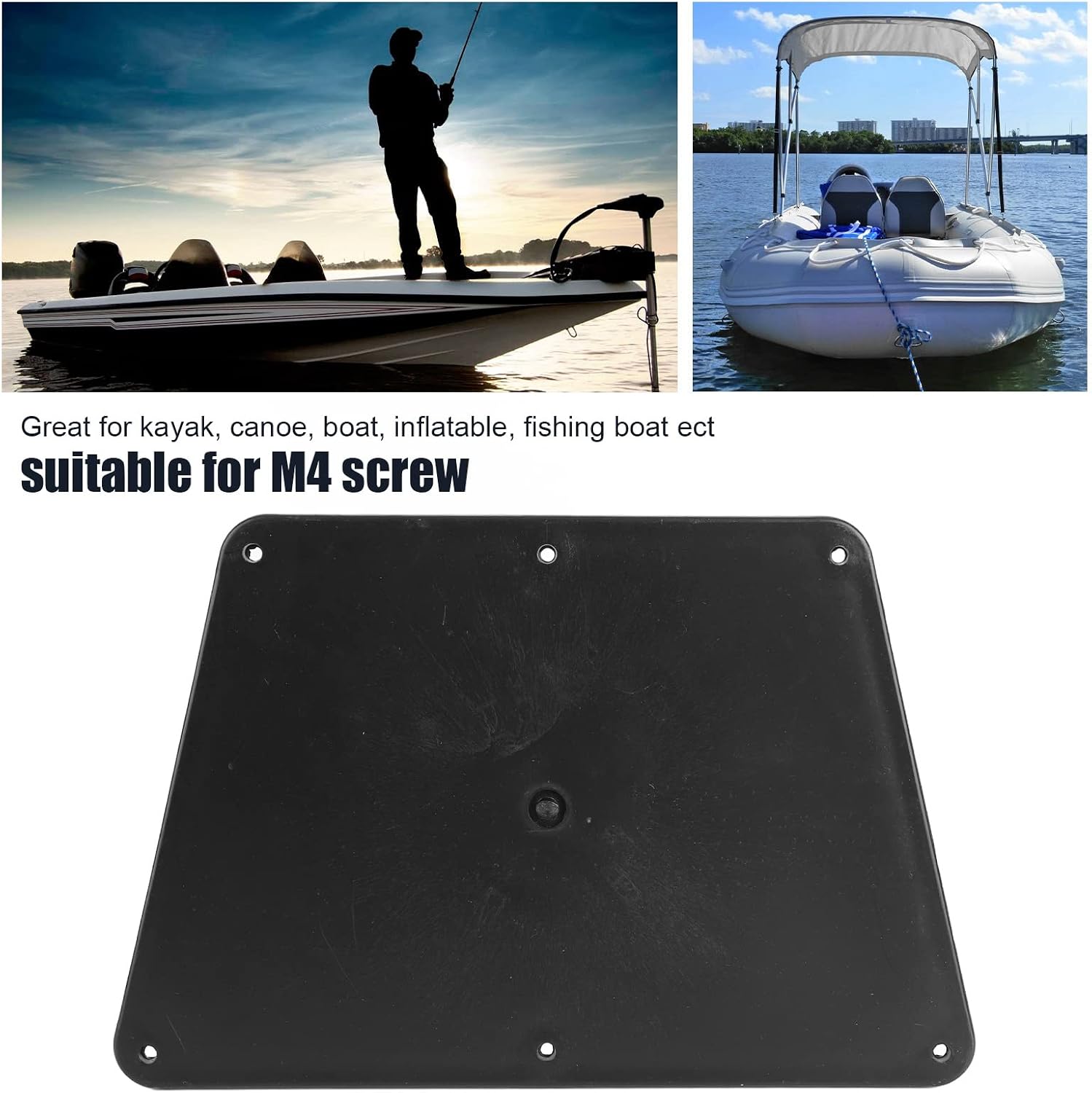 Plastic Transom Outboard Plate Pad for Inflatable Boat Yacht Kayak Canoe Fishing Boat Black Sturdy Motor Mount Transom Pad Heavy Duty Outboard Plate for Inflatable Boat Canoe Hardware