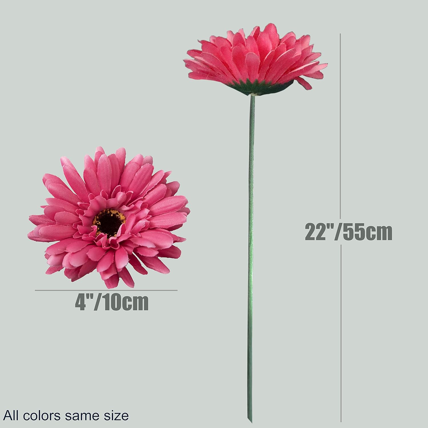 12pcs Artificial Gerbera Daisies,22 Inch Long Stem Silk Daisy Flowers,Realistic Artificial Flower Mums for Home Décor Centerpiece Wreath Supplies Wedding Bouquet,Dark Pink