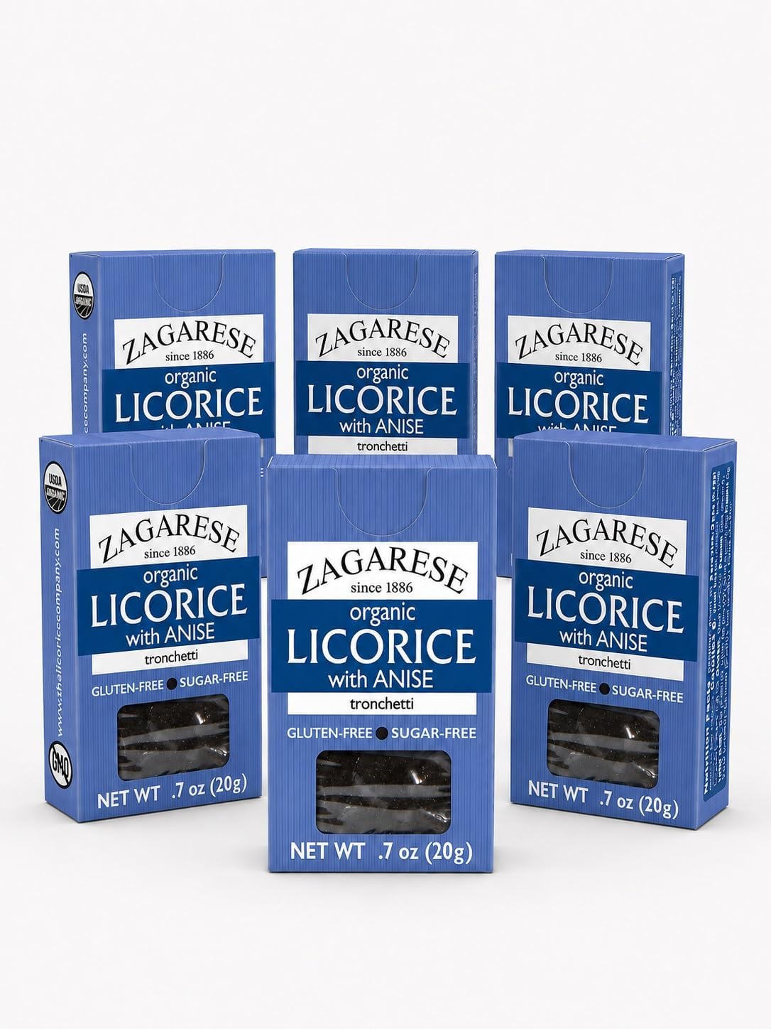 Zagarese 100% Organic Licorice with Anise, 0.88-Ounce Flip Top Boxes (Pack of 6)