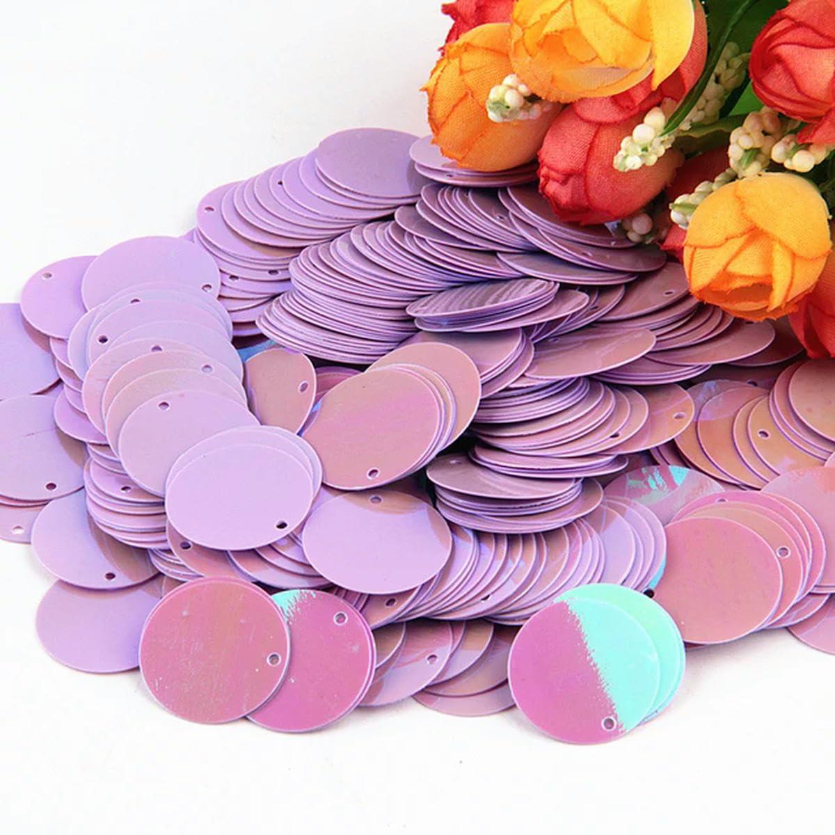 Lentejuelas Bordadas，Lentejuelas Mixtas Lentejuelas Redondas Grandes de 450 g, 10 mm, 15 mm, 20 mm, 25 mm y 30 mm, Accesorios for Manualidades de Costura.(ABpurple,25mm450g)
