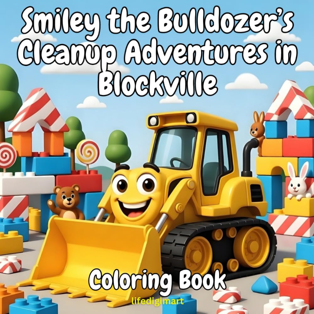 Smiley Bulldozer: Kids coloring book with positive messages