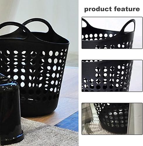 Miniatura 6 de Cestas de lavandería con asa de 11.81 x 15.75 x 16.54 pulgadas, huecas, flexibles, lavables, apilables, de boca ancha, para baño, dormitorio