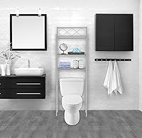 Vista 8 de J&V TEXTILES Organizador de baño de 3 estantes sobre el inodoro, protector de espacio de baño (negro)
