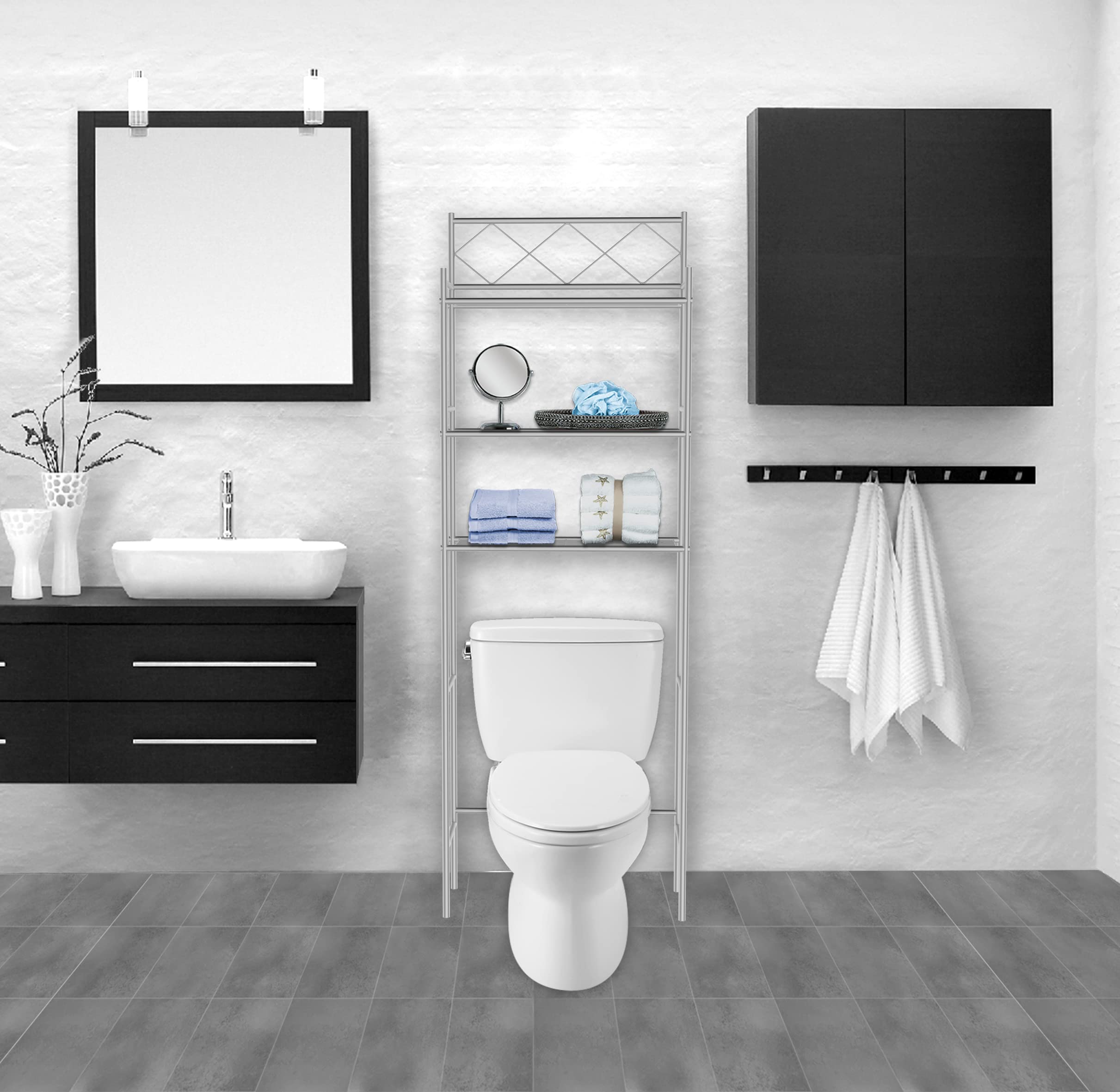 Amazon.com: J&V TEXTILES 3-Shelf Bathroom Organizer Over The