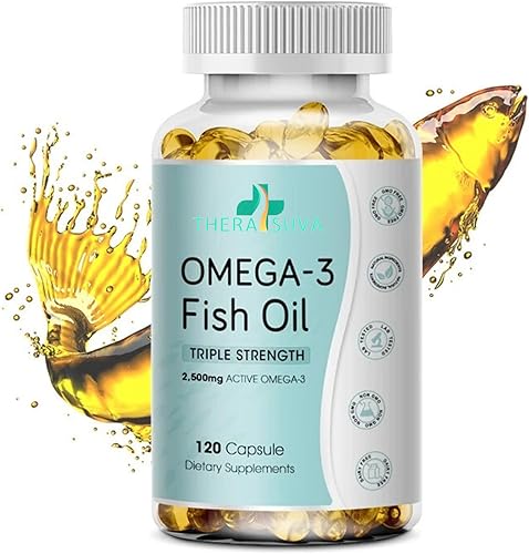 Omega-3 salvaje de Alaska de triple fuerza, 2500 mg + EPA 1,300 mg + DHA 1,200 mg, suplemento para la salud del corazón y las articulaciones, 120