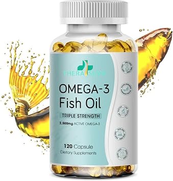 Triple Strength Wild Alaskan Fish Oil, Omega-3 2500mg, EPA 1,300mg + DHA 1,200mg, Supplement for Heart, Brain & Mobility Health, 2 Month Supply, 120 Softgels