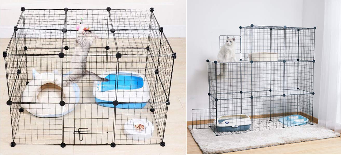 LANGXUN PILIN organizer do kostek do przechowywania czarnego drutu metalowego, DIY klatka dla małych zwierząt dla królika, świnek morskich, szczeniaka | Produkty dla zwierząt domowych przenośne metalowe ogrodzenie z drutu (24 szt.)