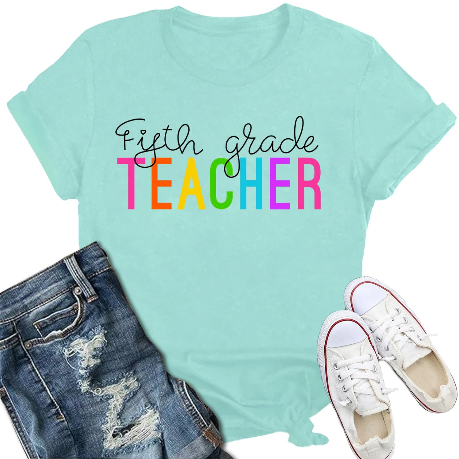 IFQ Womens First Grade Teacher Shirt Elementary School Teachers T-Shirt Back to School Tee