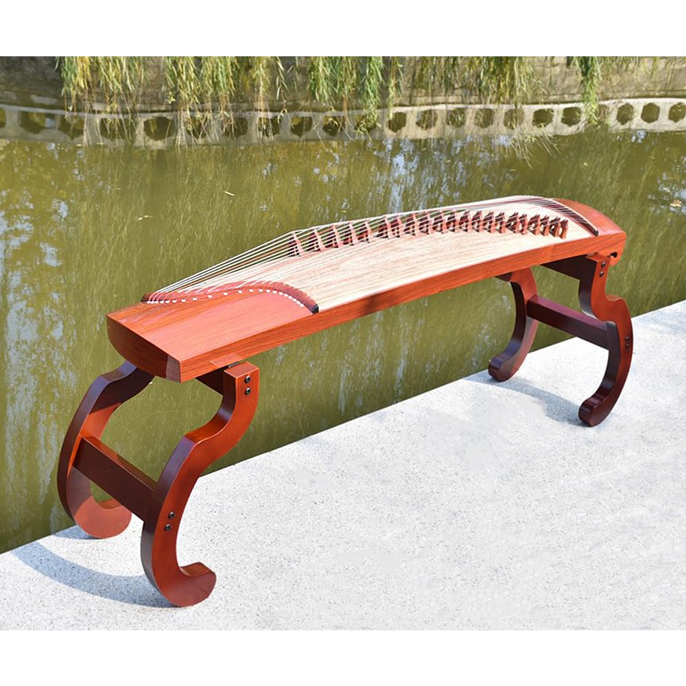 Stojak Guzheng z drewna sosnowego, odpowiedni dla Guqina o wysokości 163 cm | Solidne i trwałe, łatwe w montażu, antypoślizgowe nóżki i ażurowe rzeźbienie