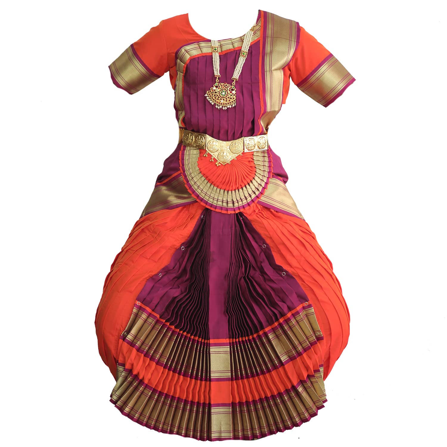 Mudra Dance Costumes Classical Bharatnatyam Readymade 40 Inch Orange and Purple Silk Cloth Women and Kids Dress for Fancy Dress, Costume Competitions, School Dance Events, Annual Functions (B0B94QTP6V) Amazon Price History, Amazon Price Tracker