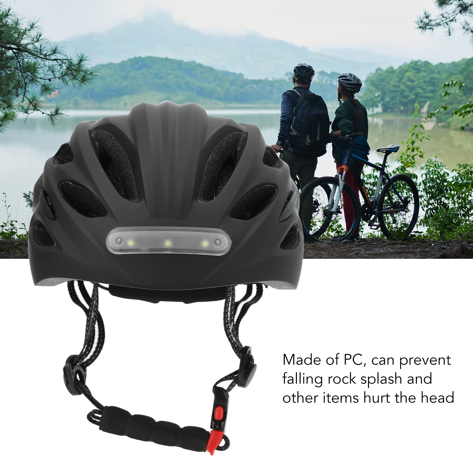 Casco de Bicicleta con Luz de Seguridad LED, Luces LED Delanteras y Traseras, Casco de Ciclismo Ajustable, Casco de Ciclismo Transpirable para Adultos para Ciclismo Urbano,