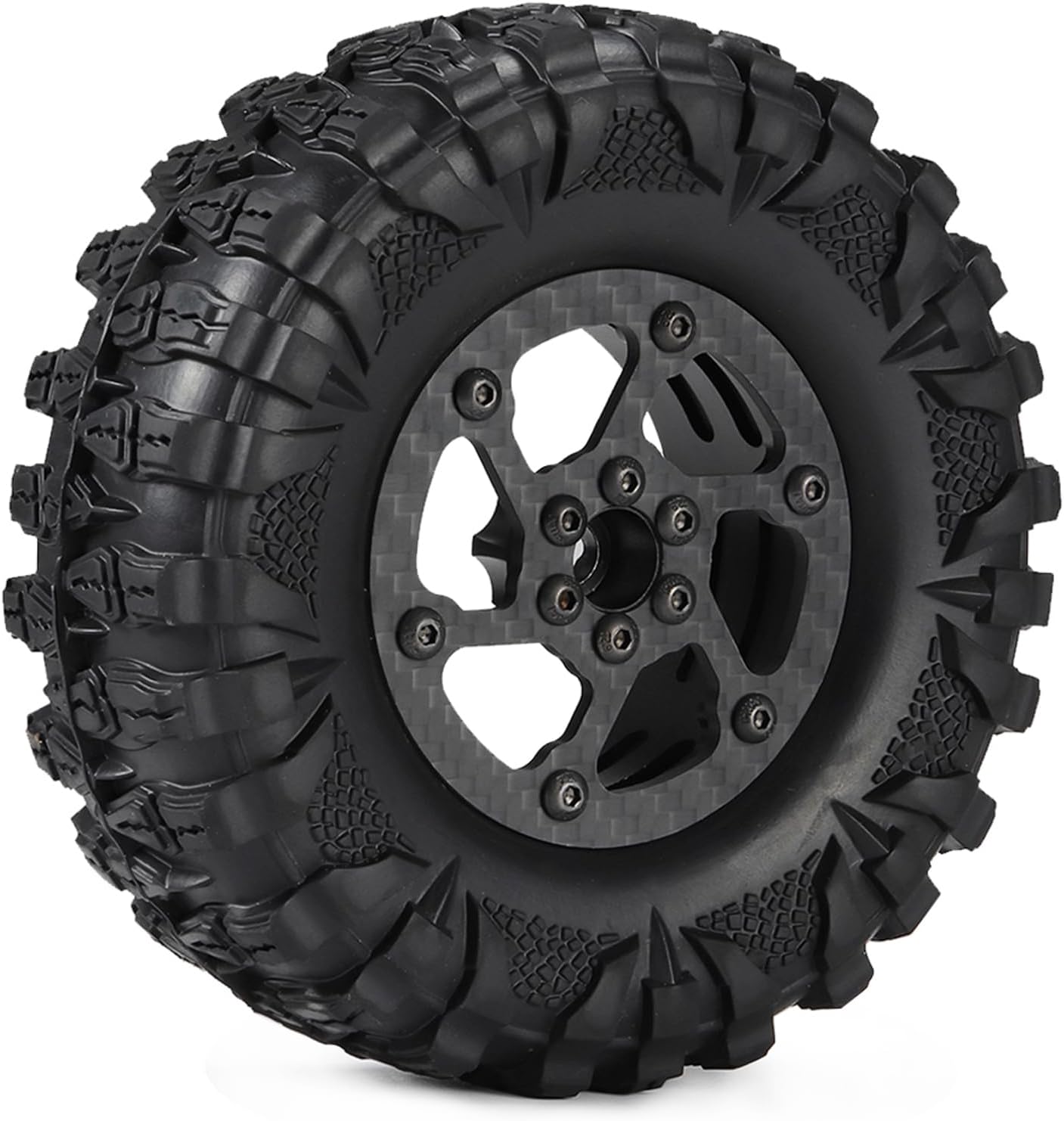 2.2 beadlock Wheels 4PCS Carbon Fiber Wheel Rims for 1/10 RC Crawler Cheater Rigs Capra SCX10 Pro TF2 Element Enduro TRX4 Upgrades accessories (Carbon Fiber 2.2 beadlock Wheels A)