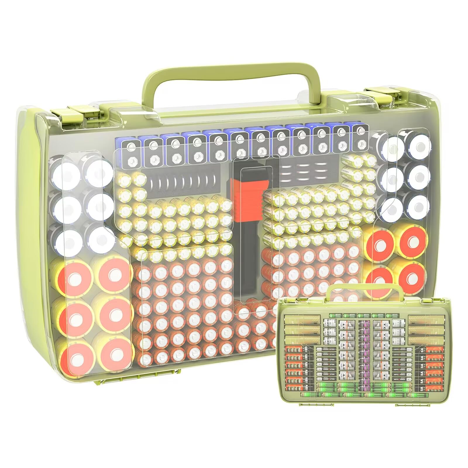 Battery Organizer Storage Case with Tester, Holds 269 Batteries Double Sided Box for AA AAA 4A C D Cell 9V 3V Lithium LR44 CR2 CR123 CR1632 18650