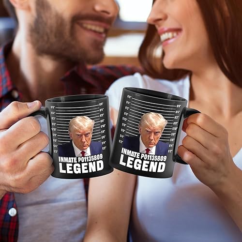 Miniatura 2 de Tazas de café Trump Mugshot Wanted, Never Surrender Trump de 13 onzas y Jail de Georgia Donald Trump divertidas tazas de regalo con fotos, taza de